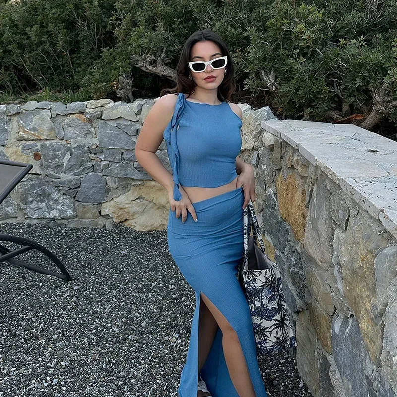 Летний Сексуальный Женский Комплект Облегающего Платья С Короткой Юбкой До