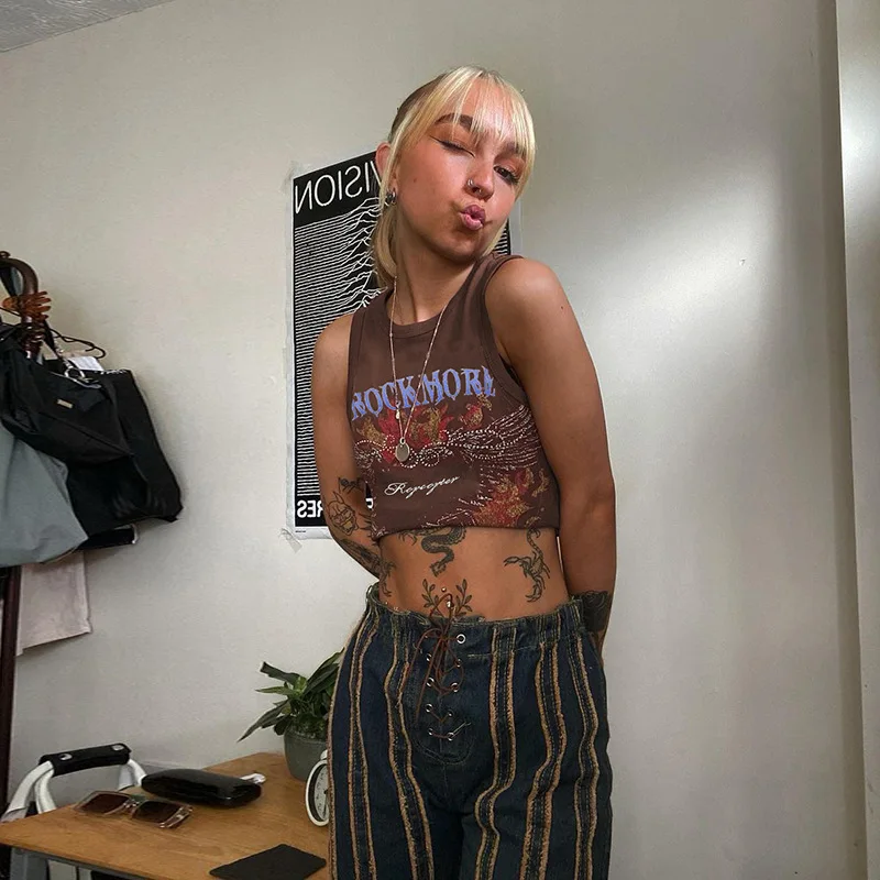 Майка женская без рукавов с открытой спиной корсет винтажная одежда танковый