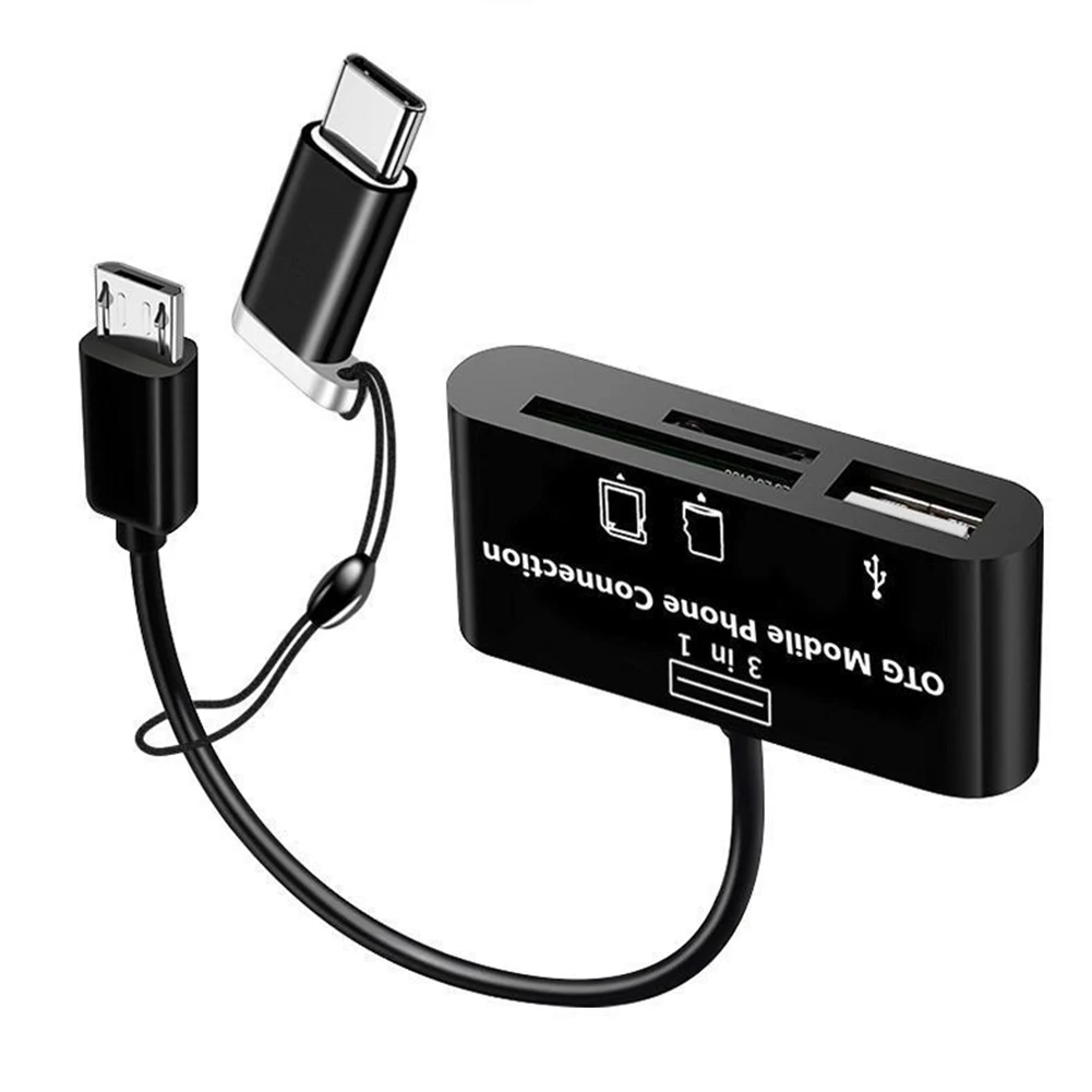 Micro USB OTG кардридер кабель 3 в 1 SD/TF разъем для передачи данных флэш-накопитель
