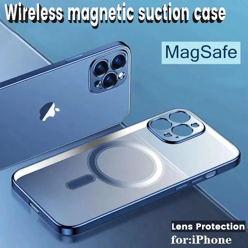 

Original Official Magsafe Magnetic Wireless Charging Plating Case For iPhone 13 12 11 Pro Max Mini Back Phone Cover Accessories
