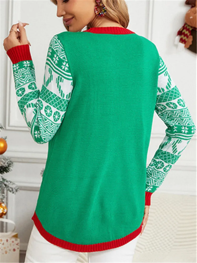 Уродливый рождественский свитер для пары в семье с вышивкой забавный пуловер Xams