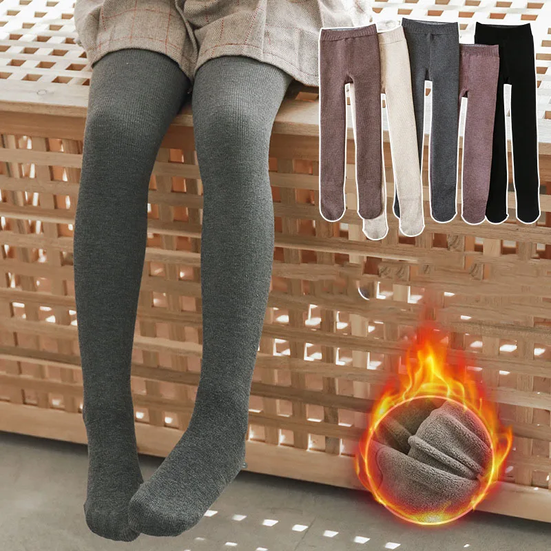 

Флисовые утепленные леггинсы для девочек, новинка, теплые зимние детские носки, детские колготки с двойным бантом