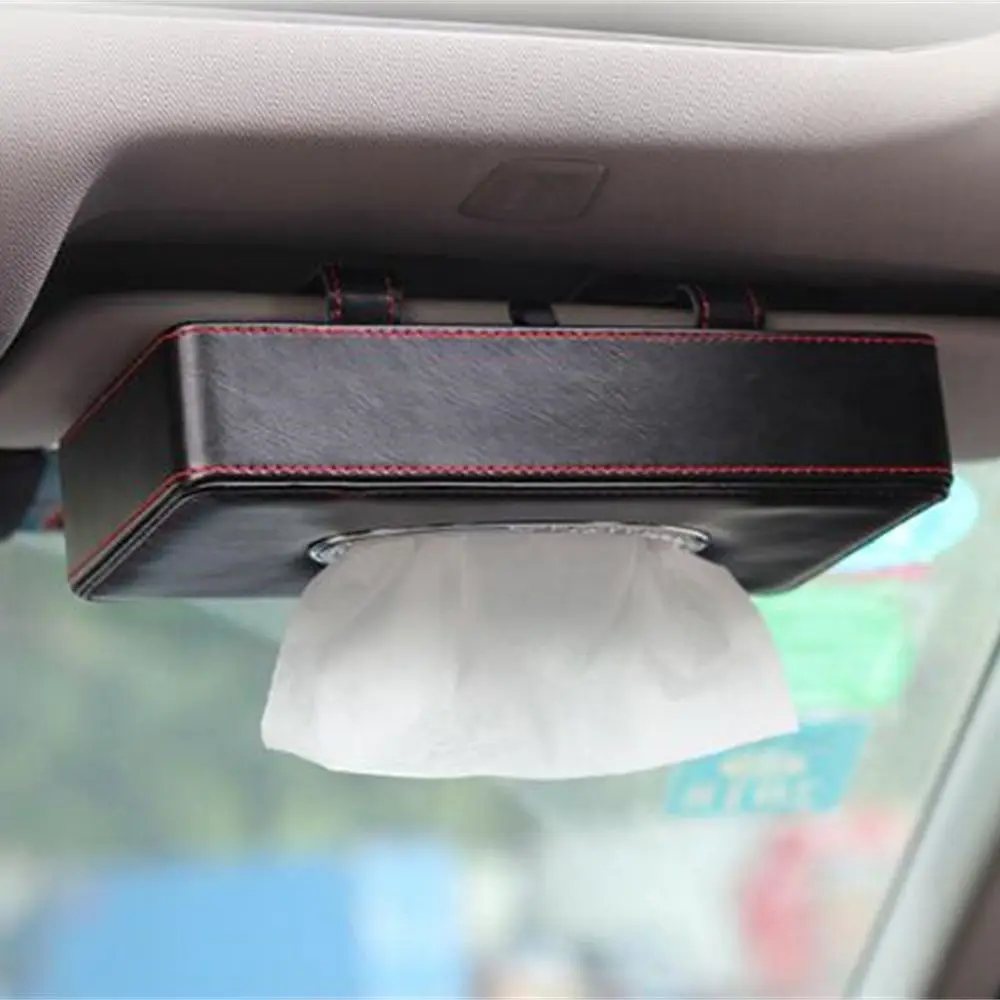 

Универсальная коробка для салфеток из черной кожи с белыми кристаллами для подлокотника приборной панели