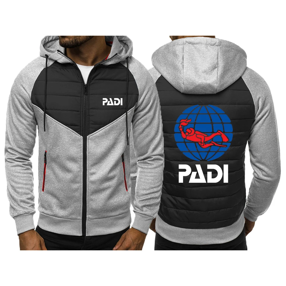 

Scuba driver Padi Logo 2022 Fashion Hoody Spliced Jacket Coat Printed Men Hoodies Casual Coat Fleece Zipper Hip hop Streetwear