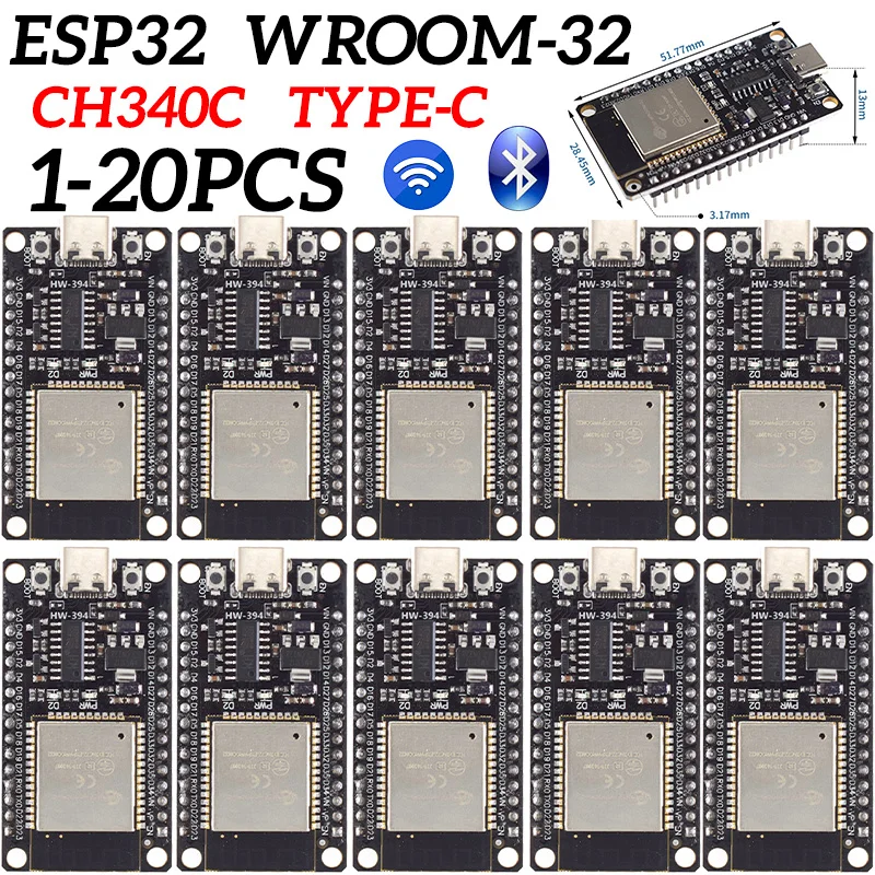 ESP32 WROOM-32 ESP32-S Макетная плата WiFi + Bluetooth-совместимый TYPE-C CH340C 30-контактный Модуль