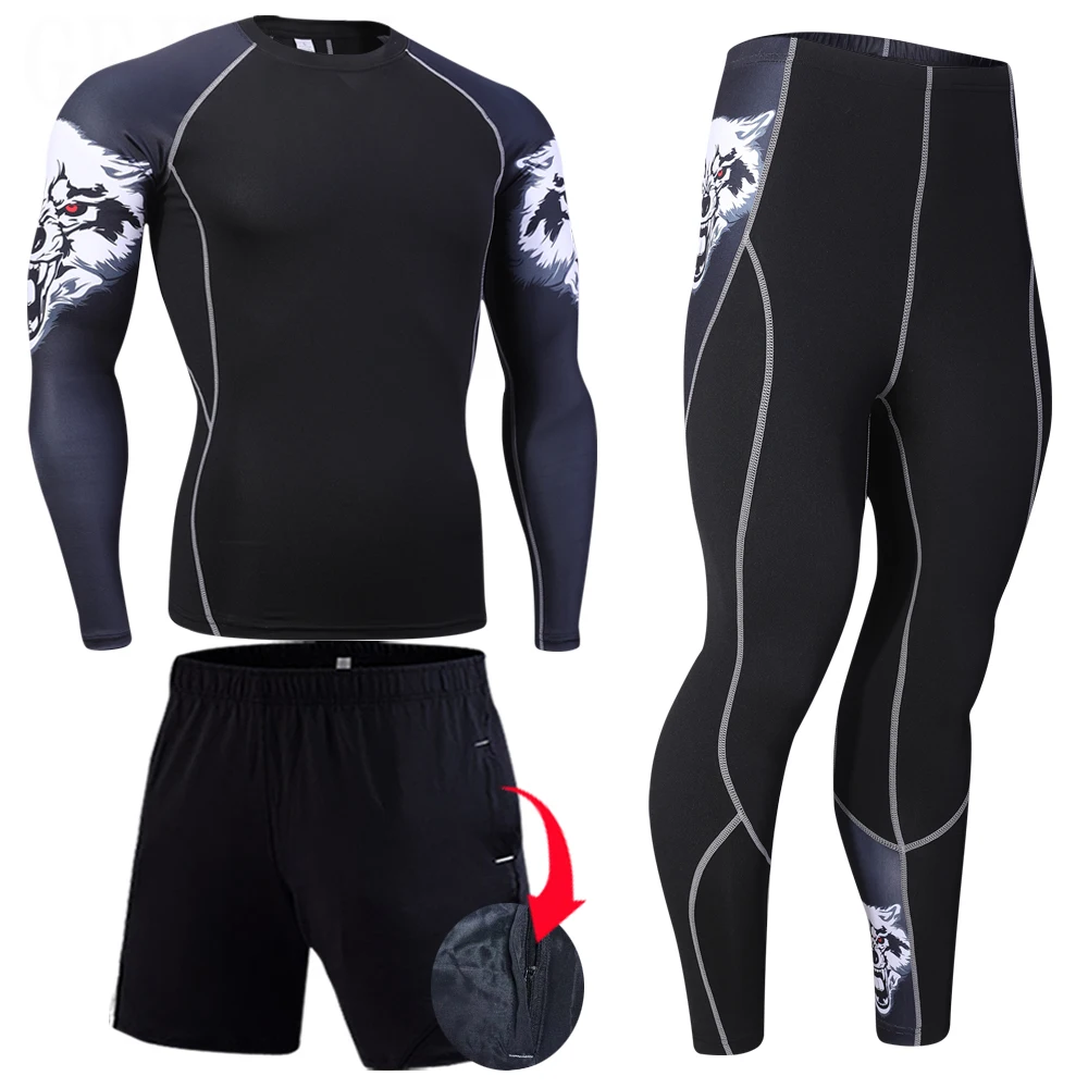 Men's Base Layer Underwear Set, Cool Gear Quick Dry Long Sleeve Compression Shirt and Pants, Sport Fitness Long Johns