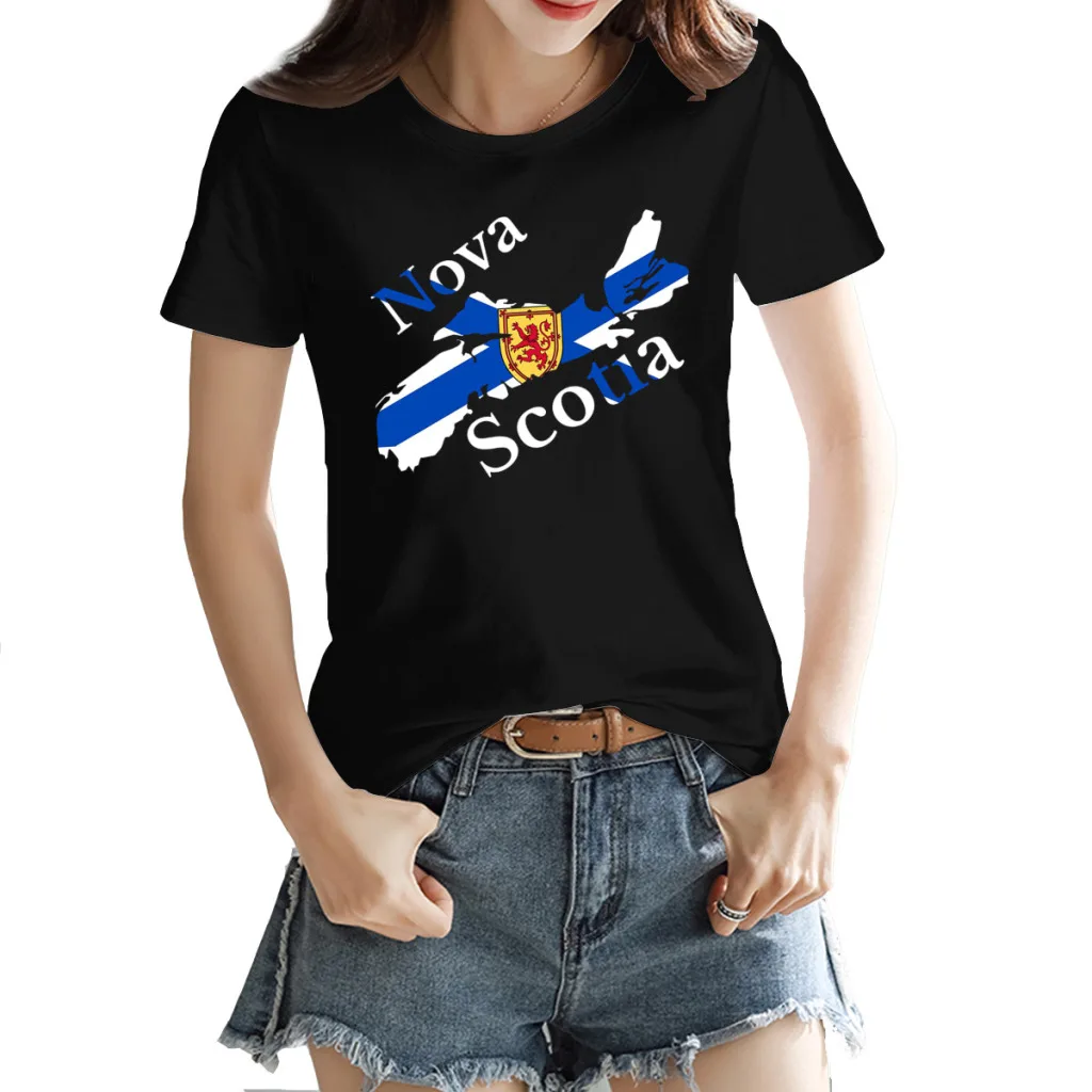 

Funny Graphic Nova Scotia Flag Map, NS, Canada Crewneck T-shirt Black Funny Joke FreshTops Tees European Size
