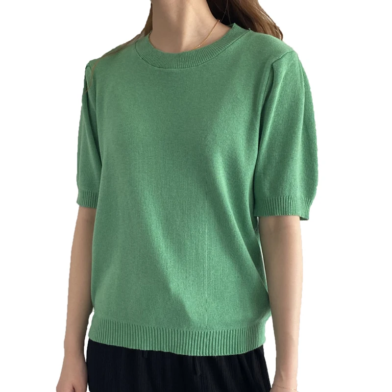 

2022 Летняя женская одежда, повседневные свободные пуловеры, футболка, Топы, женские свитера с коротким рукавом