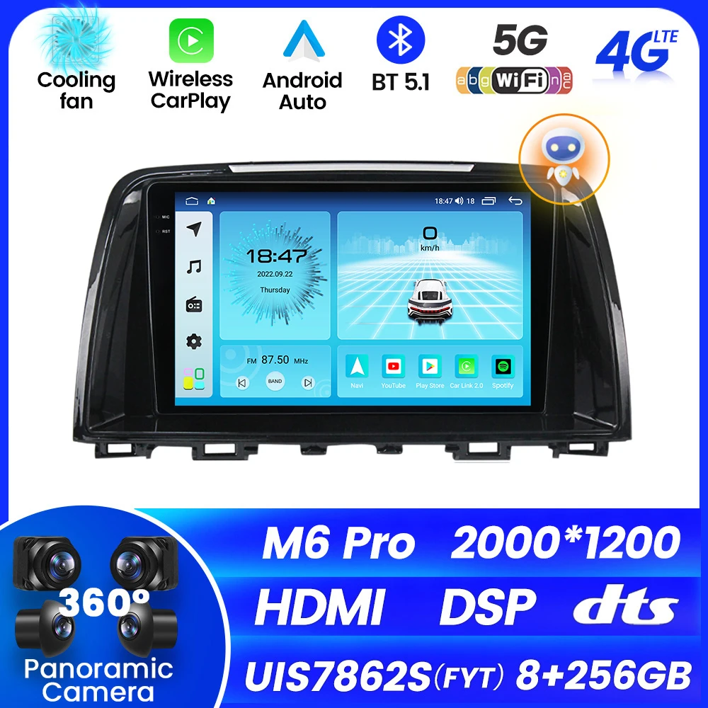 

Автомагнитола, мультимедийный видеоплеер, GPS-навигация, Android 12, 8 ГБ + 256 ГБ, для Mazda CX-5 2012-2017, встроенный Carplay, авто, Wi-Fi, DSP, RDS
