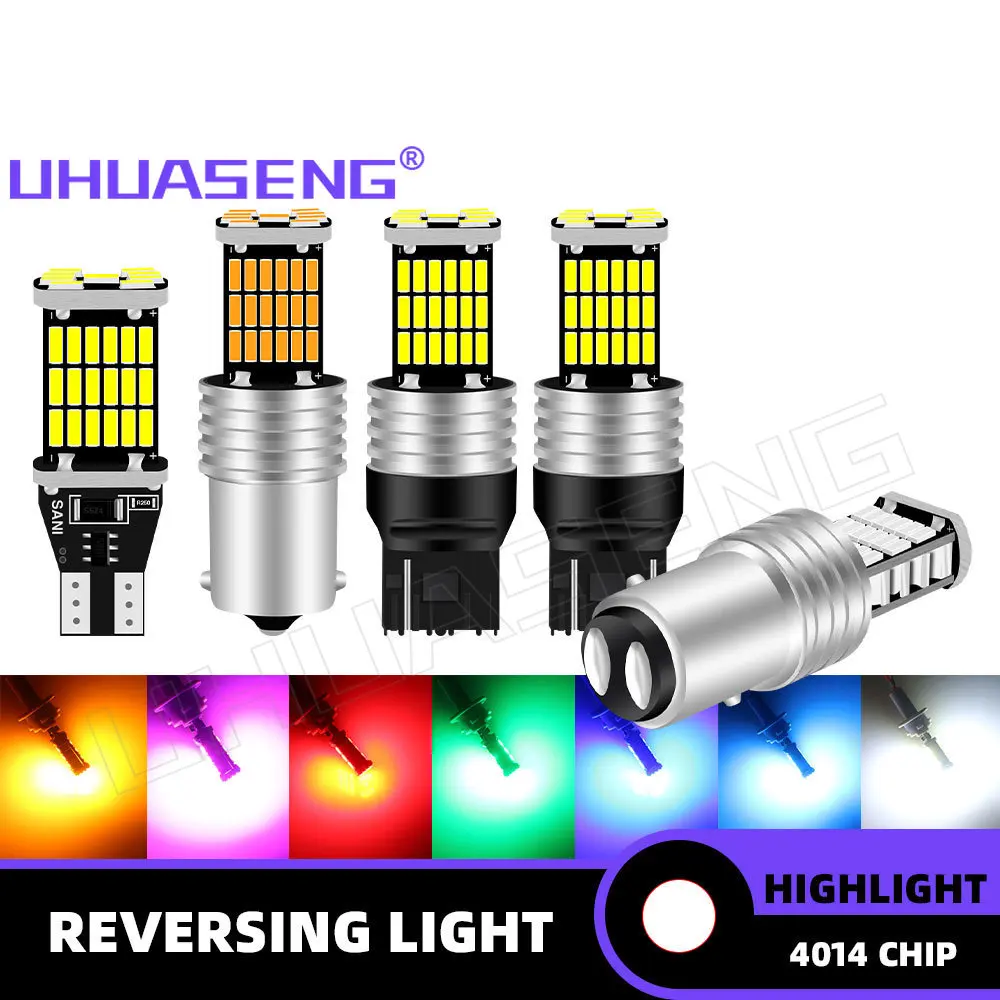 

UHUASENG 2 шт. P21W светодиодная лампа T20 зеленый 1156 красный 1157 T15 W16W P21/5W 7440 7443 BA15S BAY15D задний стоп-сигнал автомобильный сигнальный светильник