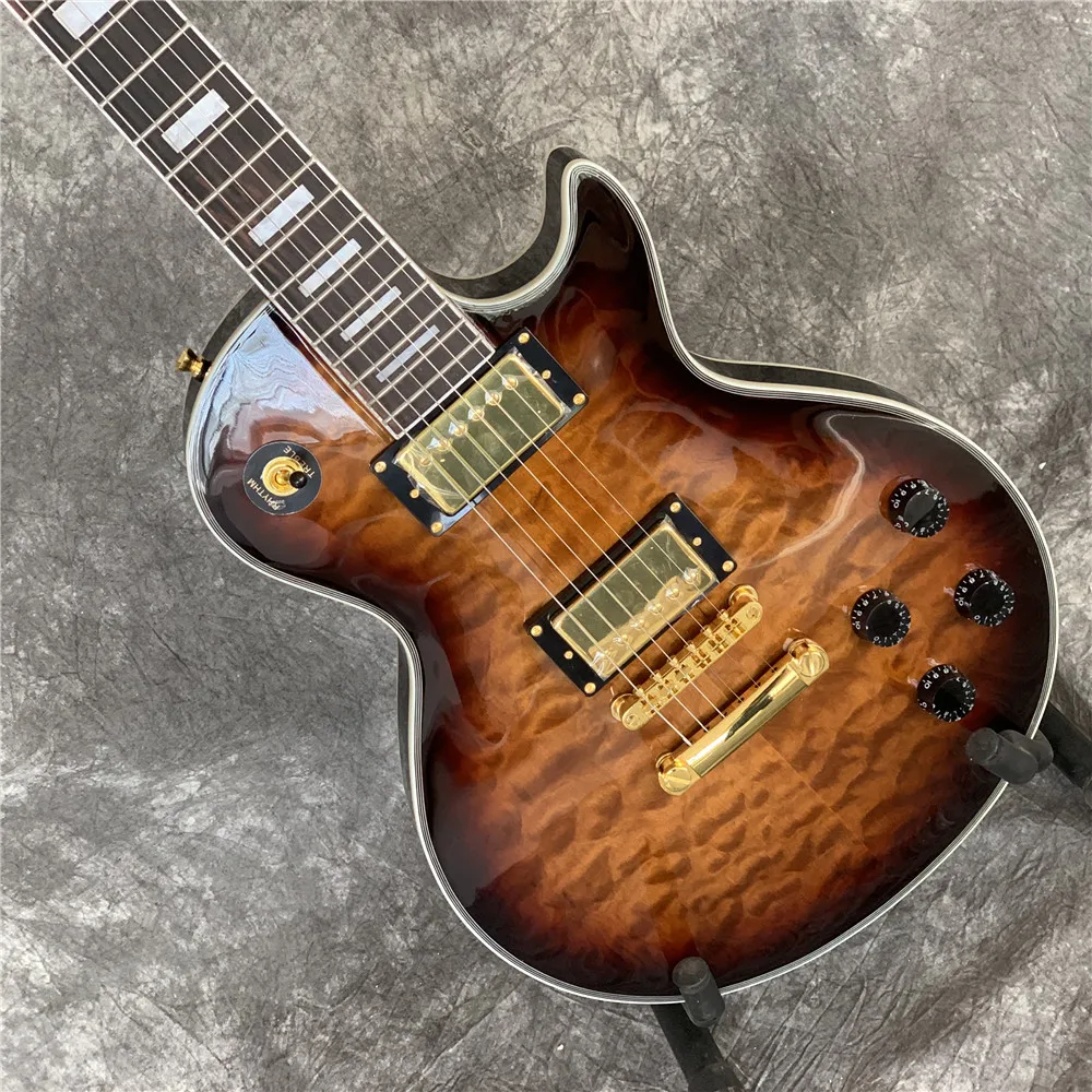 

Custom Electric Guitar Tiger Maple Top Chrome Hardware Mahogany Guitar Body Rosewood Fingerboard Free Shipping Guitars Guitarra