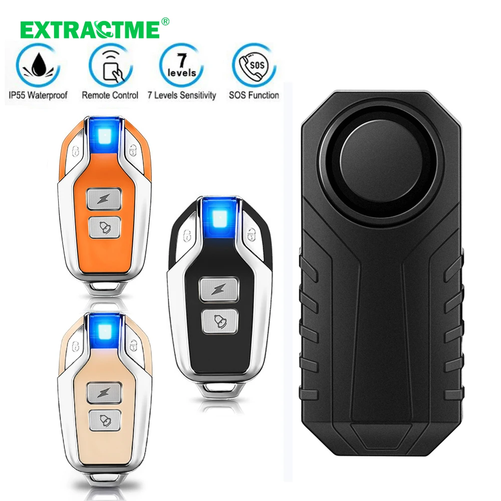 

Extractme Anti-Theft Motorcycle Alarm Wireless Vibration Electric Bicycle Alarm 113dB Waterproof Detector Sensor Safety System
