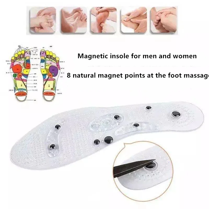 Unisex Magnetic Massage Insoles Foot Acupressure Shoe Pads Therapy Slimming Insoles  for Weight Loss Transparent  Foot massage