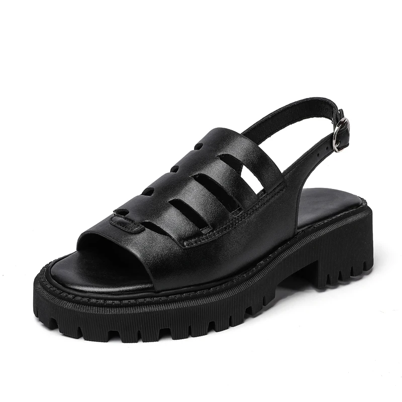 

Summer 2022 Leisure Gladiator Buckle Hollow out Thick Bottom Sandals Fashion Concise White Women's shoes New Big Size 44 45