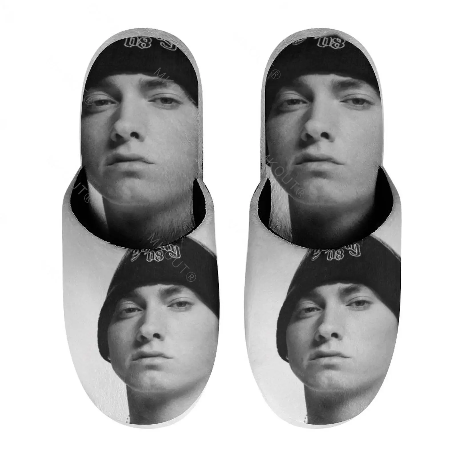 

Eminem (21) Warm Cotton Slippers For Men Women Thick Soft Soled Non-Slip Fluffy Shoes Indoor House Slippers Leather