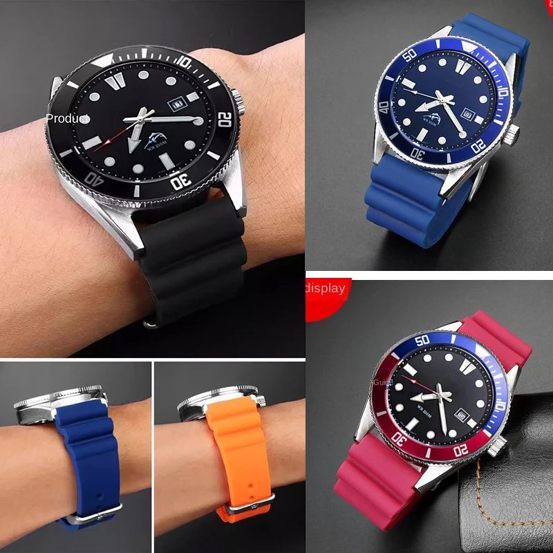 Фото Силиконовый ремешок для часов 20 мм 22 мм для часов CASIO Swordfish Duro MDV-106 MDV-107 EFR-303, водонепроницаемый резиновый спортивный ремешок №1