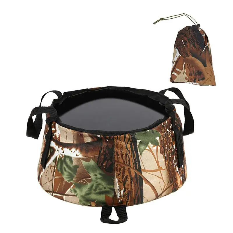 

Складное ведро, портативная раковина из полиэфирного волокна для кемпинга, умывальник с защитой от протечек, контейнер для воды с ручкой дл...