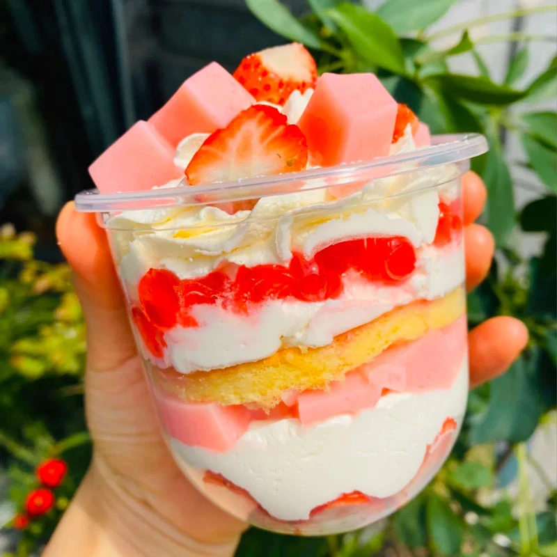 

25PCS 360ML Disposable Plastic Tableware Mousse Cake Cup Dessert Cup Transparent U-shaped Pudding Cup Food Packaging Container