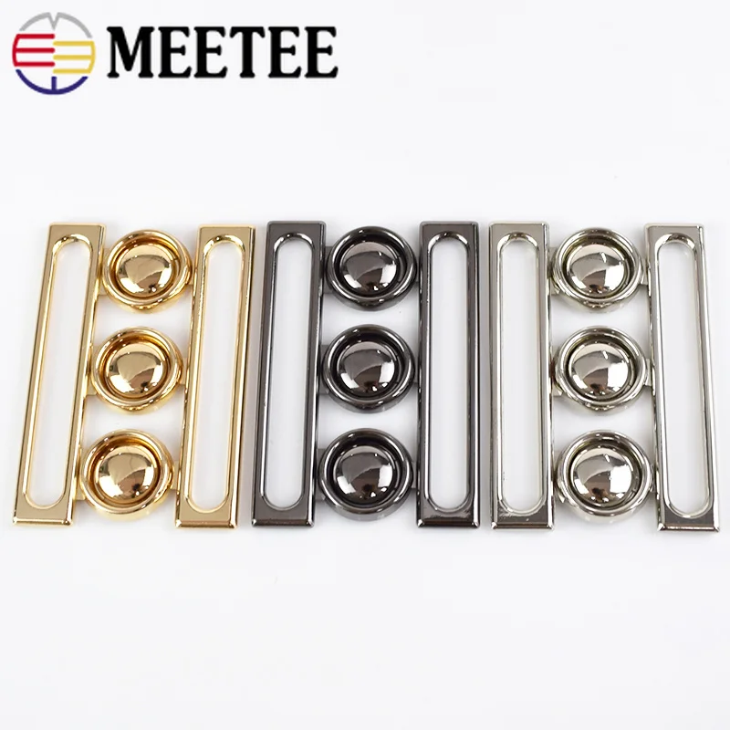 

Meetee 2/4pcs 60mm Metal Buckles Women Coat Down Jacket Waistband Belt Clasp DIY Garment Buttons Decoration Sewing Accessories