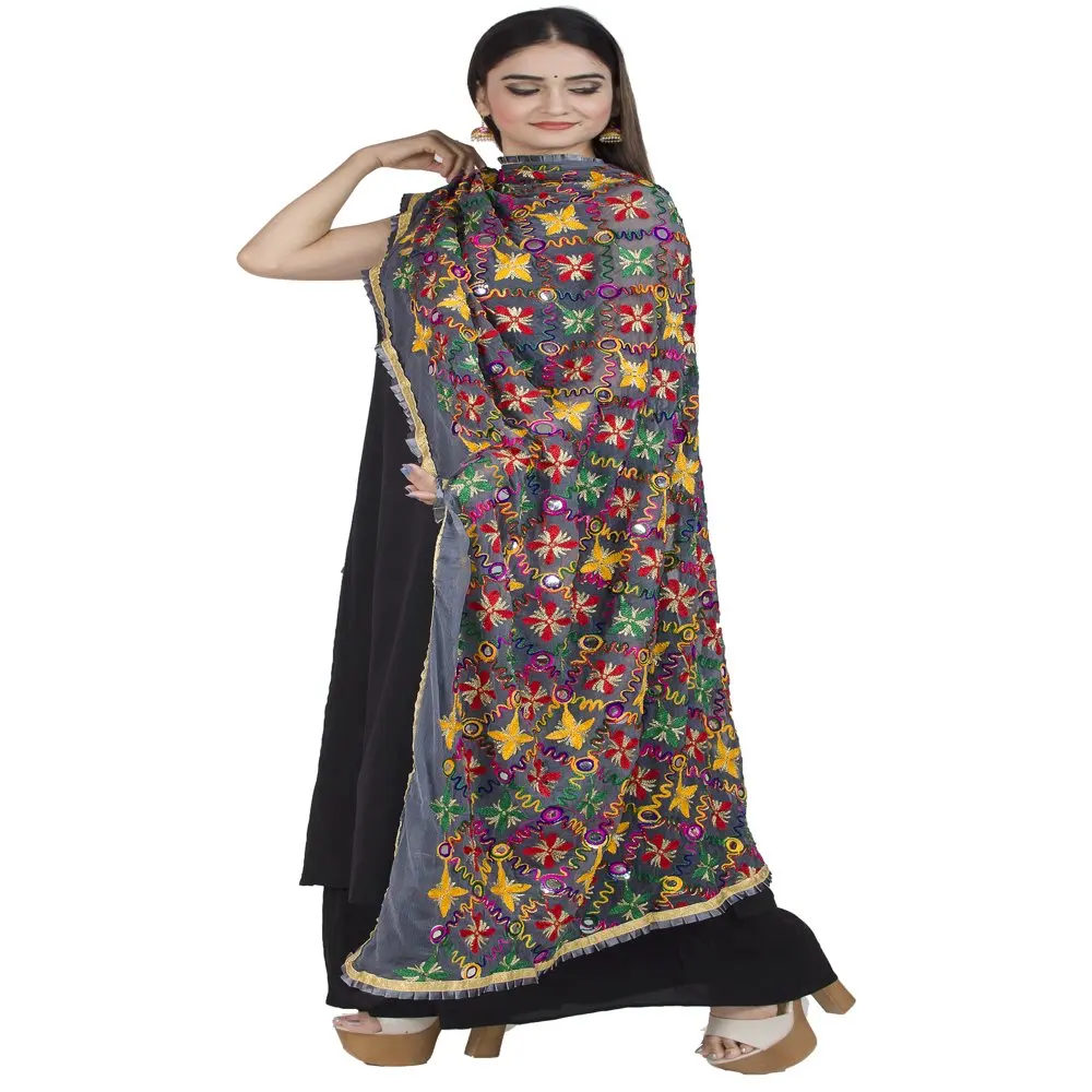 

Женская мягкая легкая шаль, шарф Chunni, серый (D225GRA)