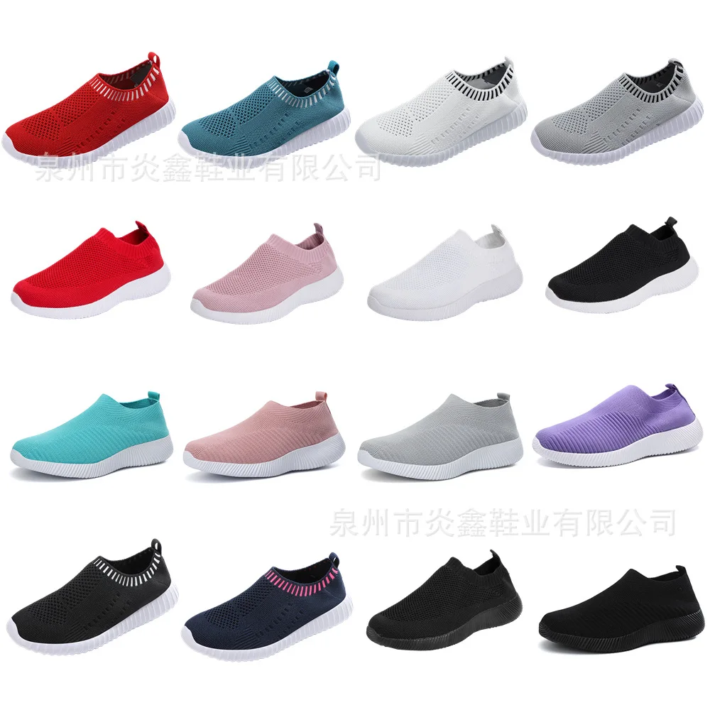 

Women Flats Shoes Plus Size 43 Breathable Mesh Platform Sneakers Women Slip on Soft Ladies Casual Shoes Woman Knit Sock Flats 36