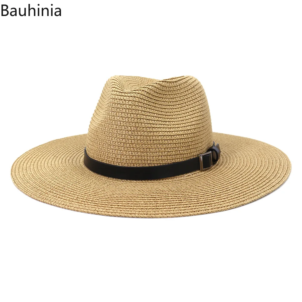 

Bauhinia Women's Hat Summer Straw Hats for Men Women Big Brim 10cm Beach Sun Protection Hat OutdoorJazz Cap Chapeu Masculino