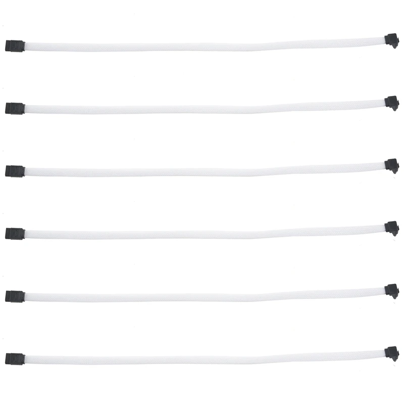 

6 шт., 50 см SATA 3,0 III SATA3 7-контактный кабель для передачи данных под прямым углом, 6 ГБ/сек. SSD-кабелей, кабель для жесткого диска (белый)