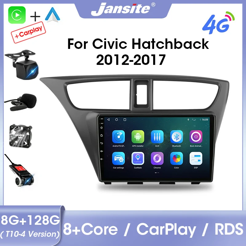 

Jansite 2 Din For Honda Civic Hatchback 2012-2017 Car Stereo Radio Multimedia Video Player Android 11 Auto GPS Carplay RDS DSP