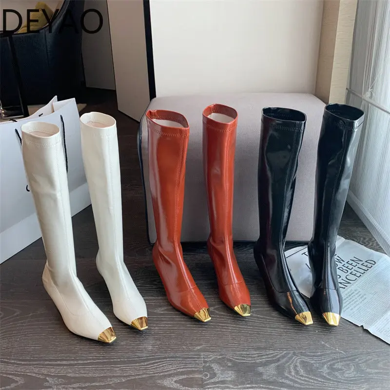 

2022 Winter New High Quality Women Knee High Boots High Heel Pointd Toe Slip On Ladies Sexy Long Boots Knight Boots