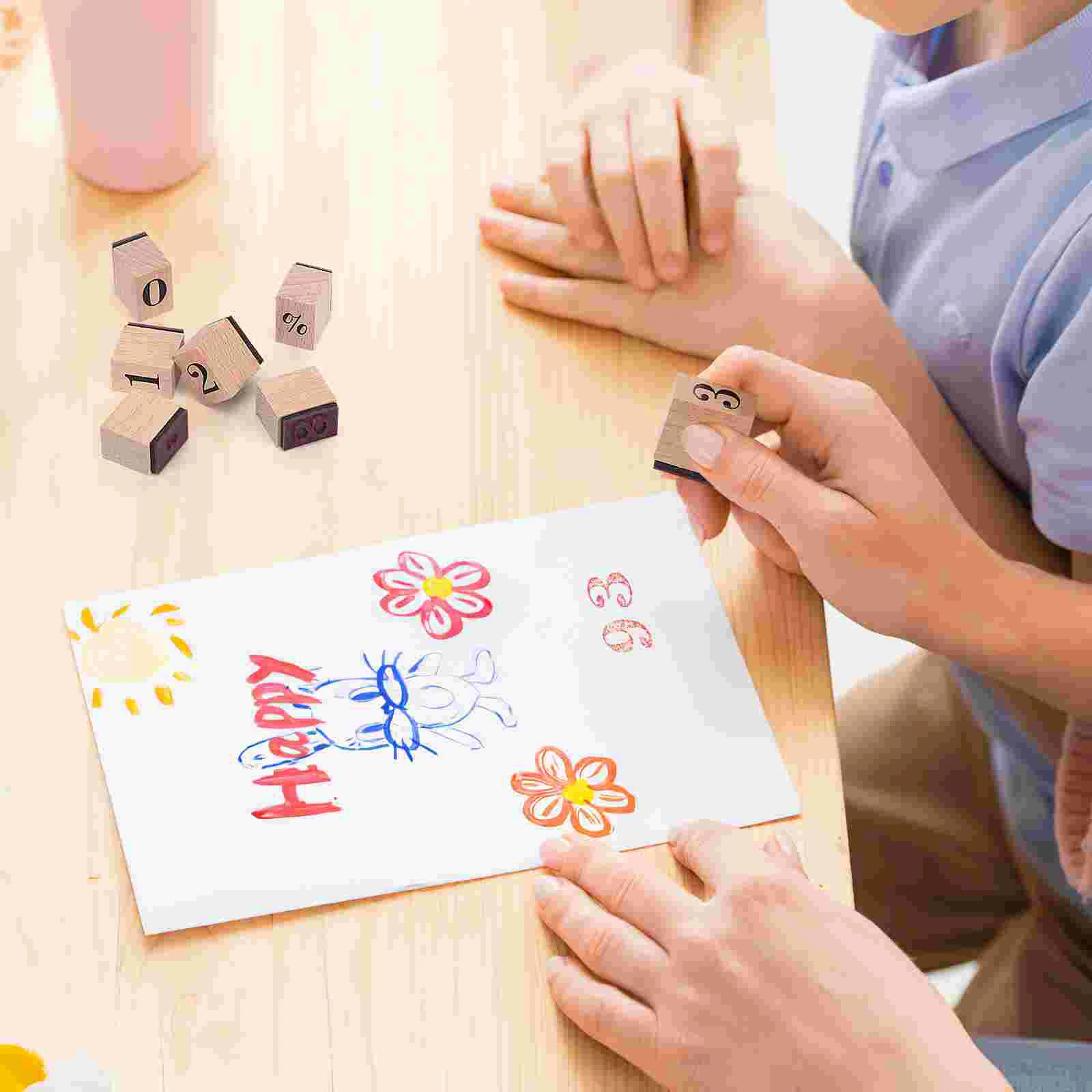 Набор деревянных штампов мини-штампы для детей печать с алфавитом арабские цифры