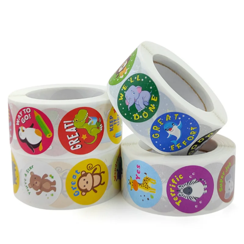 

500pcs/Roll 2.5cm Animals Stickers Seal Labels Gift Packaging Stickers Wedding Birthday Party Offer Stationery Sticker