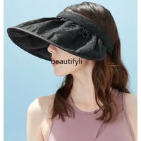 lbx sun protection hat female summer uv protection lace shell topless hat outdoor biking face covering sun hat