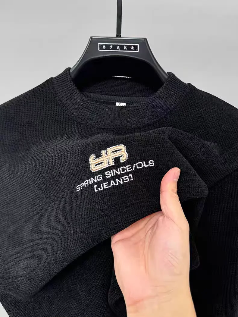  Высококачественные трикотажные рубашки мужские круглые воротнички осень - зима