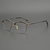 japanese handmade titanium eyeglasses ultralight men square half rim glasses frame prescription myopia women gafas spectacles