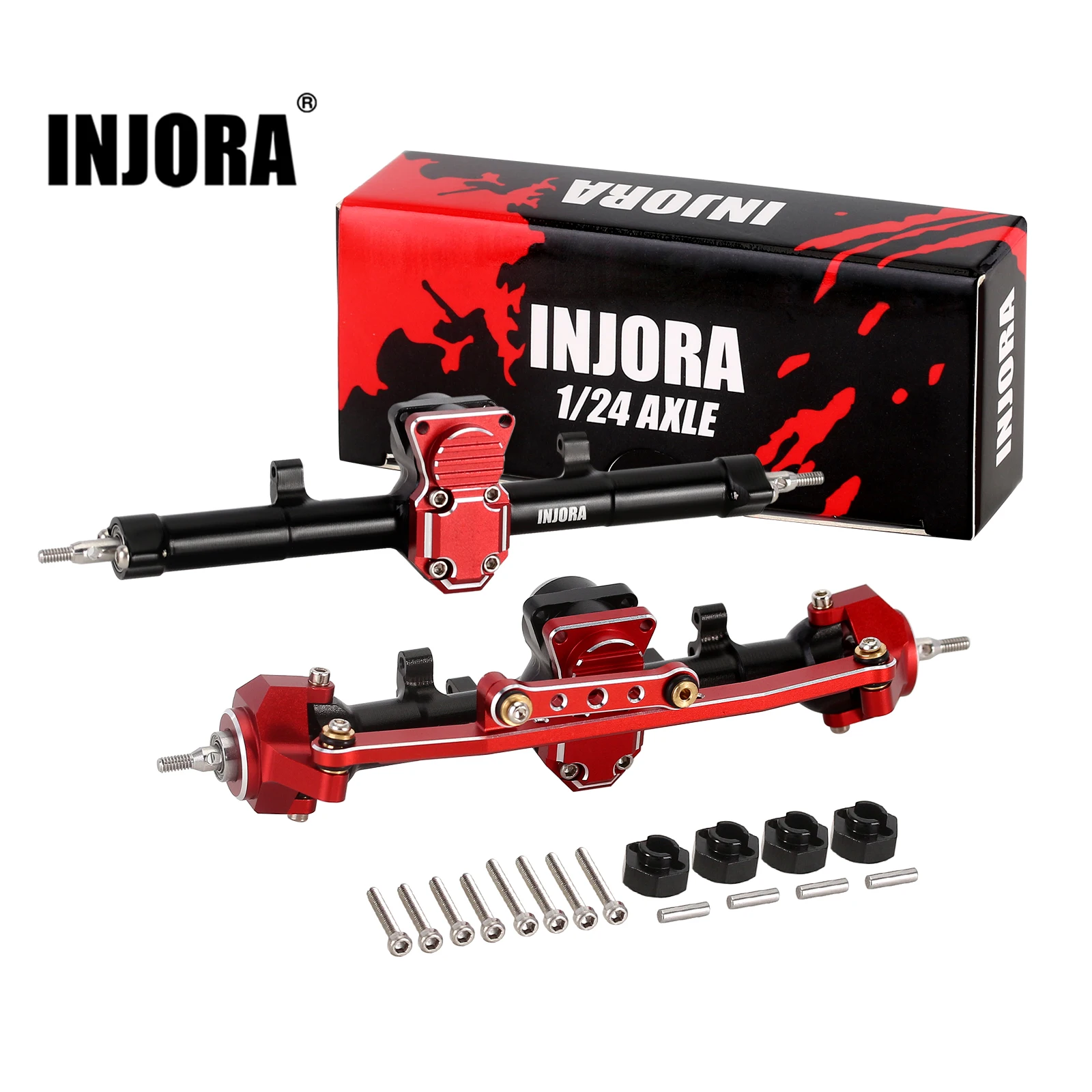 INJORA CNC алюминиевый 4 мм Расширенный передний задний комплект осей для 1/24 RC Гусеничный осевой SCX24 C10 Jeep JLU Gladiator Bronco Upgrade