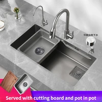 sink gun gray stainless steel thickened large single slot household nano under counter basin wash basin kitchen accessories