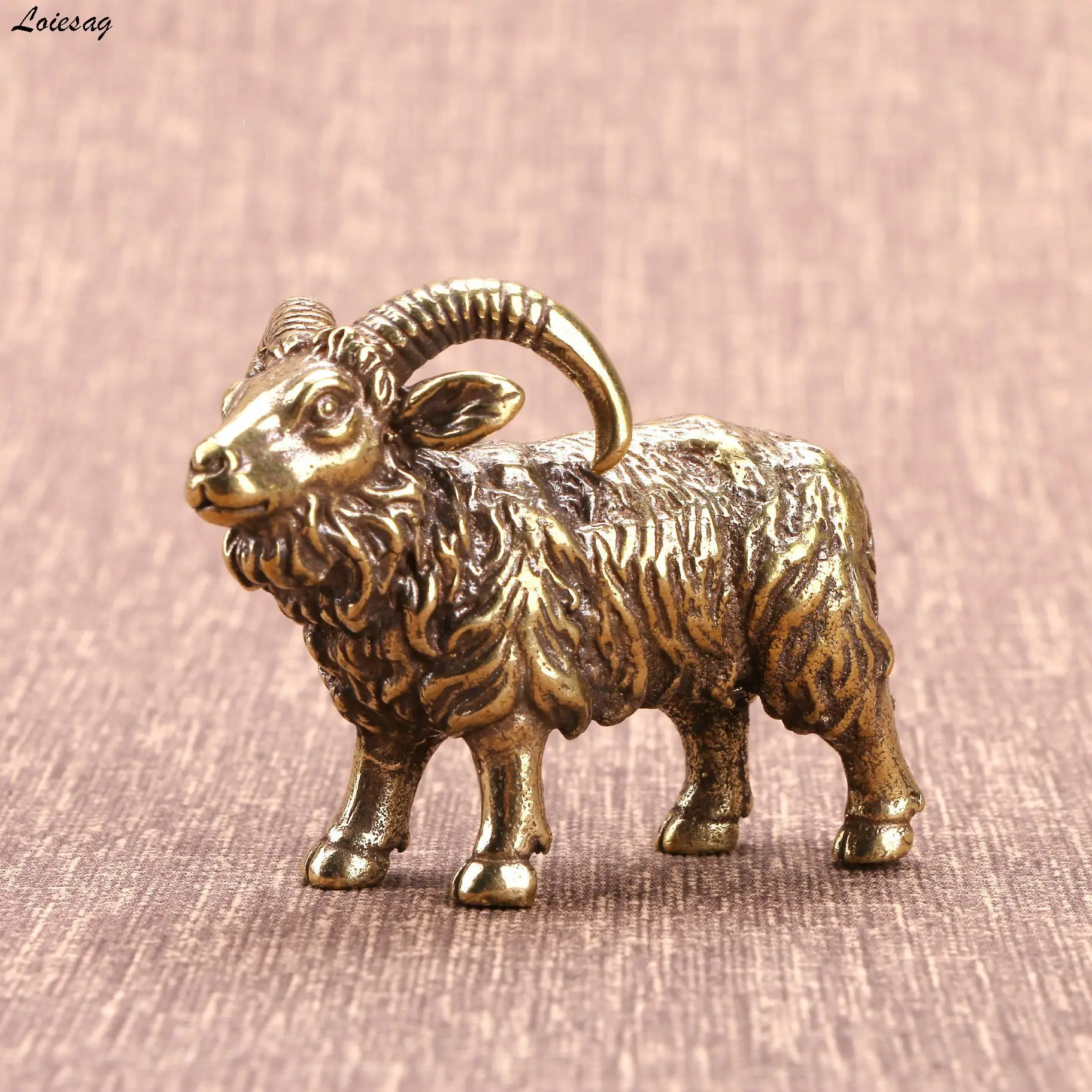 

Handmade Solid Pure Copper Goat Ornament Brass Antique Micro Carving Chinese Zodiac Sheep Copper Handle For Old Crafts