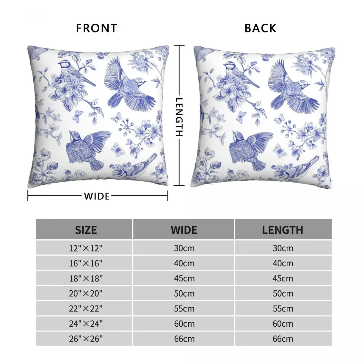Vintage Blue Toile Birds French Country Pillowcase Pillow Case Cushion Cover Home Sofa Car Decorative Throw Pillowcases |