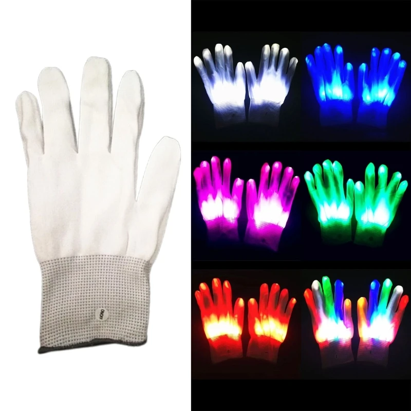 Glowing Flashing Light Gloves Glow in the Dark Gloves Toys F
