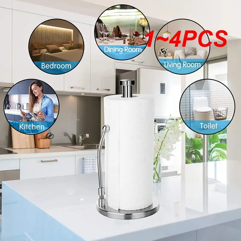 

1~4PCS Kitchen Paper Holder Vertical Roll Paper Rack Stainless Steel Paper Towel Storage Rack Napkins Stand Holder Kitchen