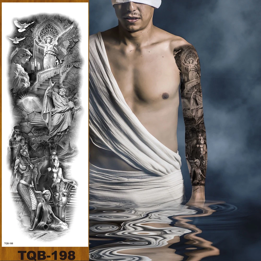 Временная тату-наклейка на всю руку с цветами боди-арт для мужчин и женщин