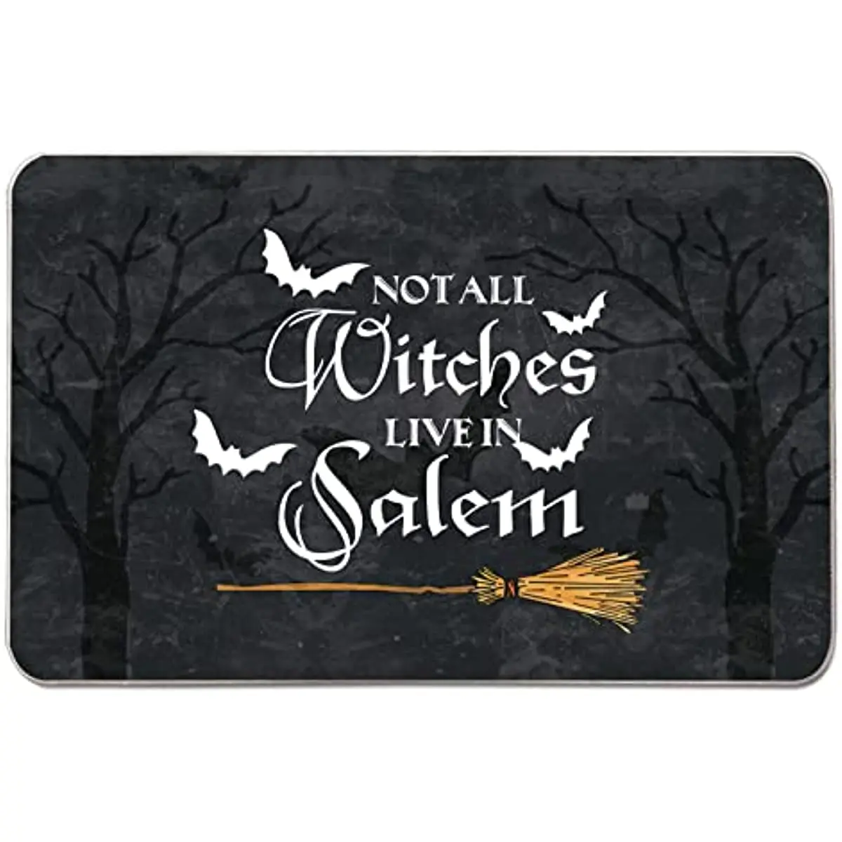 

Halloween Door Mat Outdoor Rug Bat Broom Doormat NOT All Witches Live in Salem Rugs Decor Home Kitchen Floor Front Door Mats