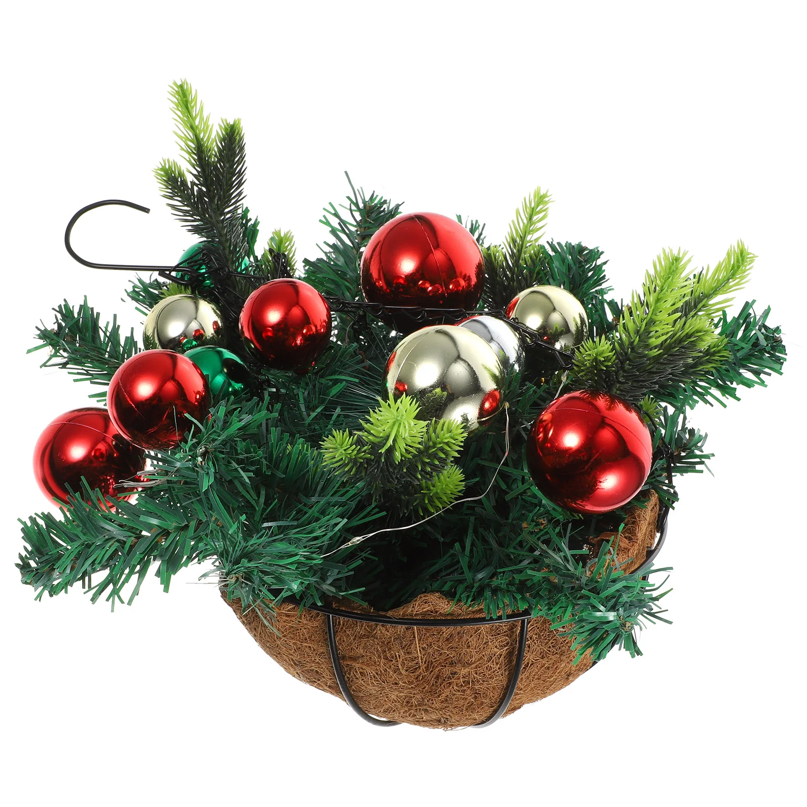 

Hanging Flowers Artificial Plants Glowing Festival Pendant Fake Delicate Christmas Basket Iron Creative Xmas Ornament