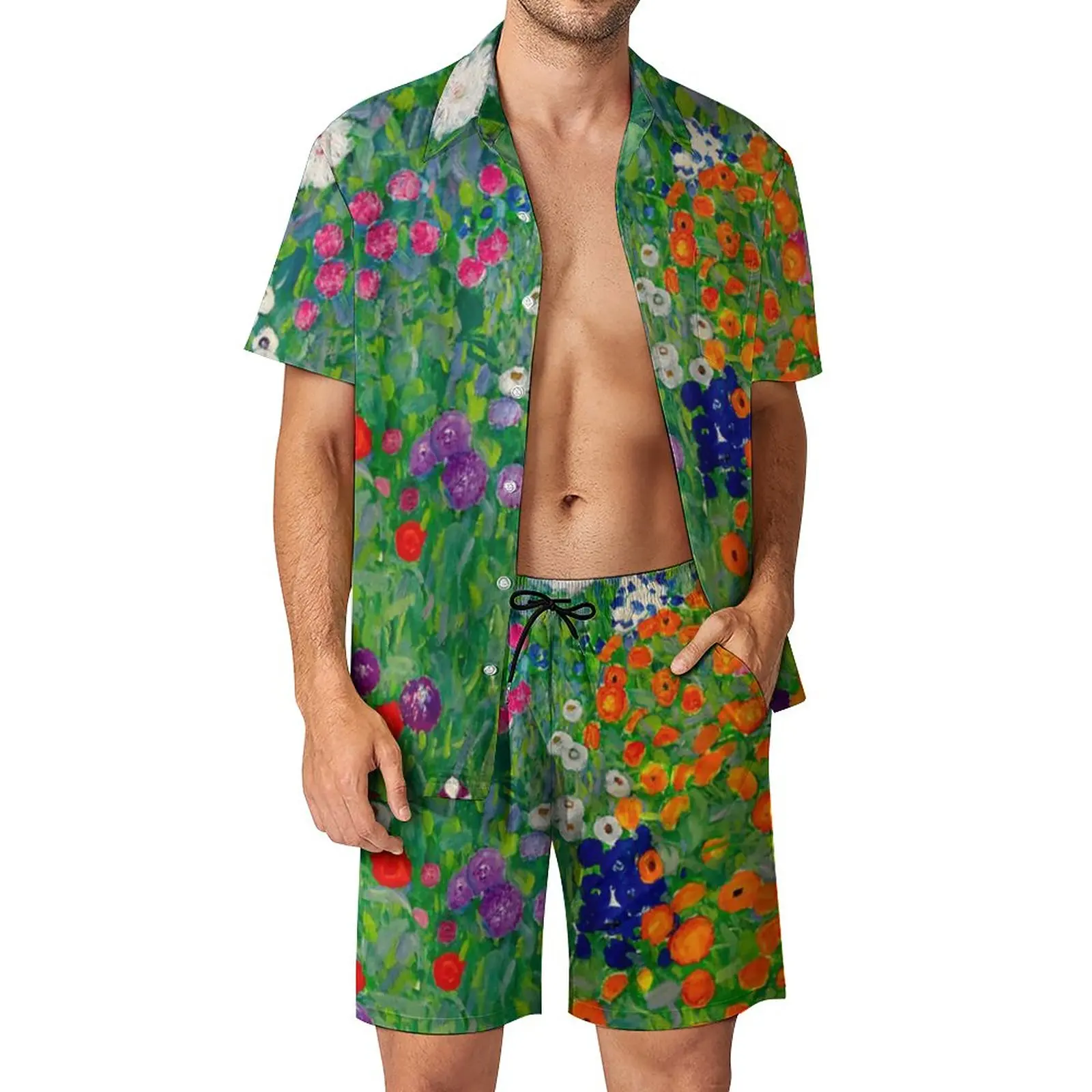 

Мужские цветочные комплекты Gustav Klimt женский летний модный пляжный комплект рубашки с коротким рукавом дизайнерский костюм большого размера подарок на день рождения