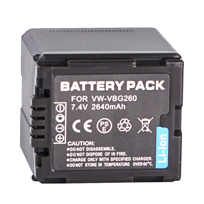 Аккумулятор VW-VBG260 для Panasonic HDC-HS200 HS100 SD9 TM20 VBG130 VBG070