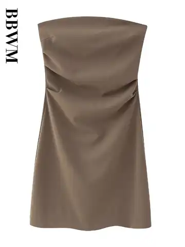 Chocolate Corset Dress Woman Off Shoulder Short Dresses Sexy Vintage Backless 2023 Summer Chic Female Party Mini Dresses