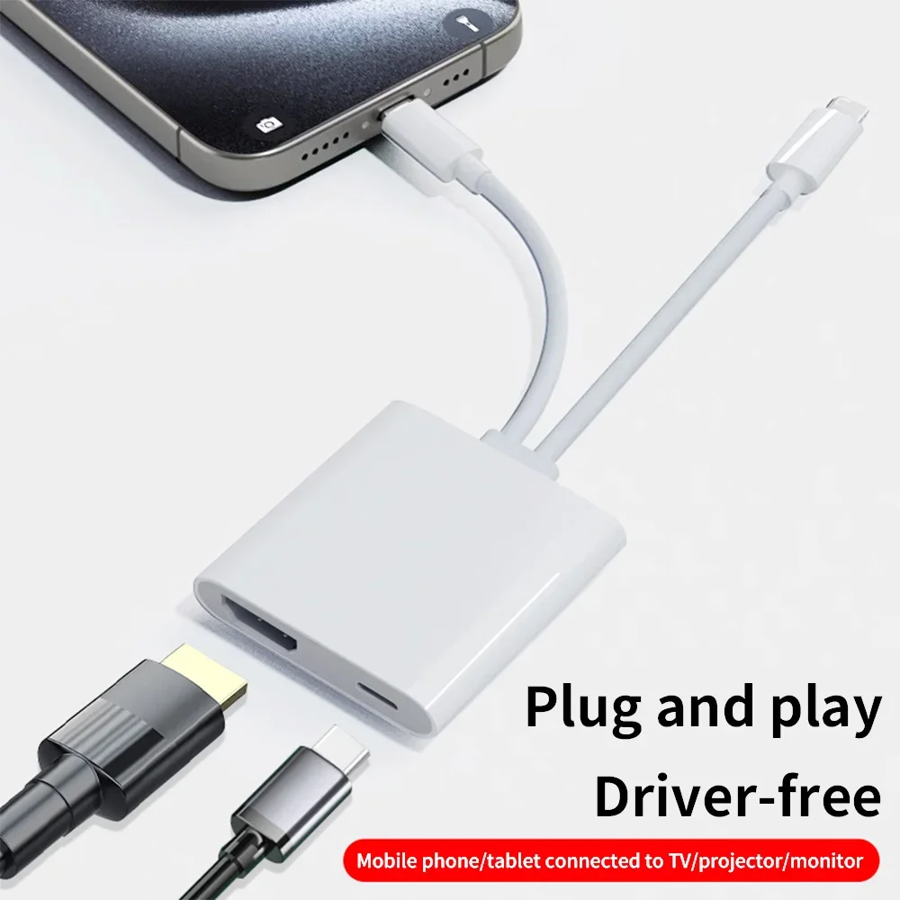 Фото Адаптер Lightning/Tipo C USB C Digital AV HDMI 4K @ 60 Гц для iPhone 16 15 14 13 12 11 Pro Max XS XR 8 для монитора №2