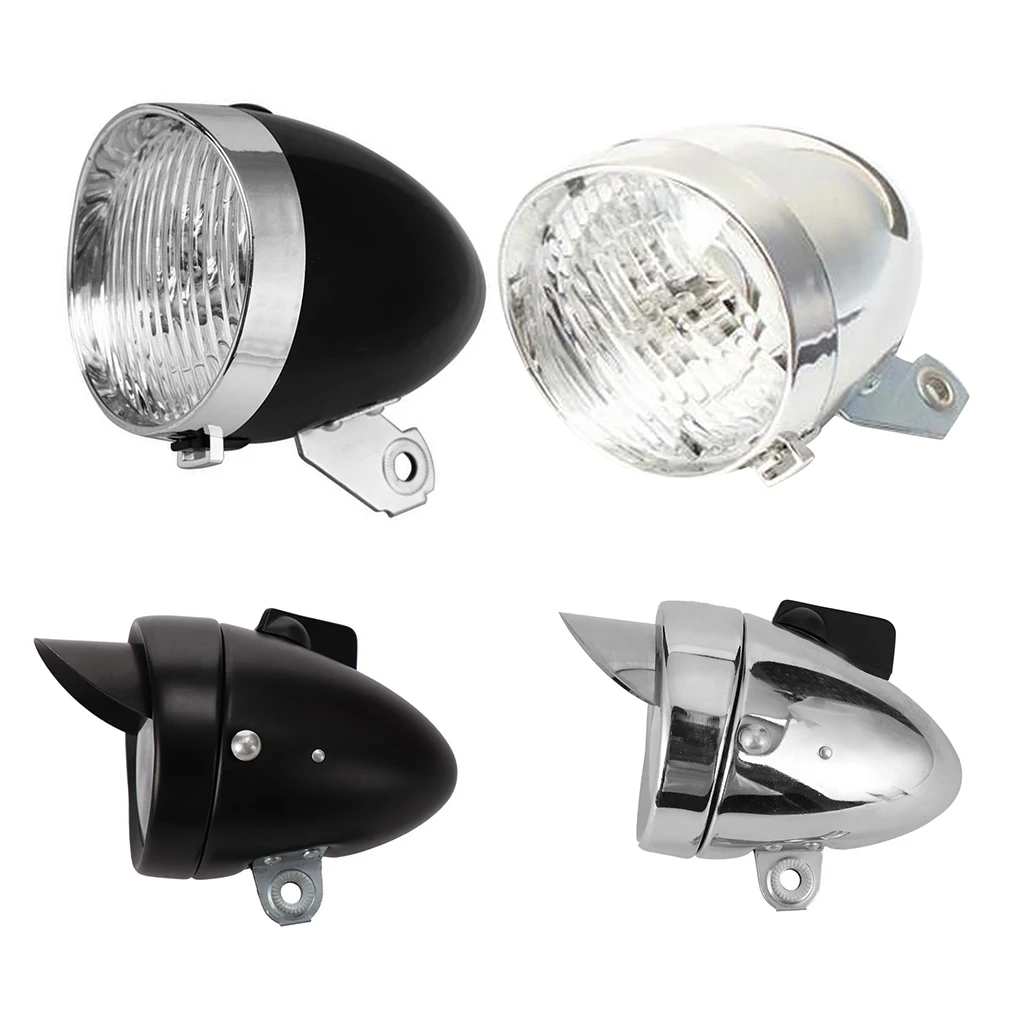 

Vintage LED Bicycle Headlight Mountain Cycling Front Light Night Safety Lamp Lighting Supplies Silver Without Visor