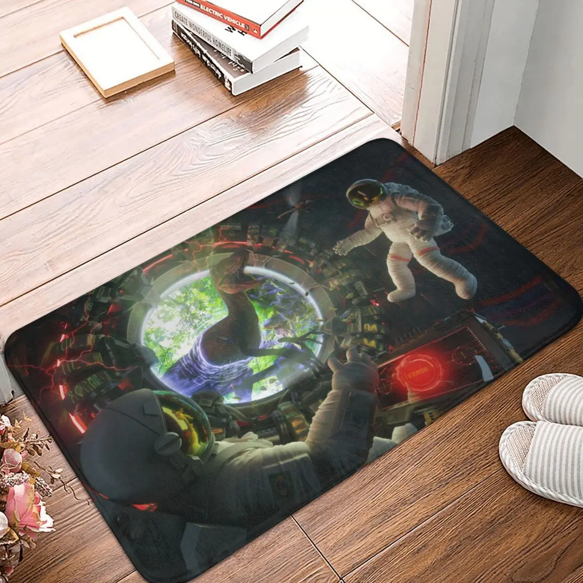 

Astronaut And Space Bathroom Mat Electron Crossing Dinosaur Doormat Kitchen Carpet Outdoor Rug Home Decor