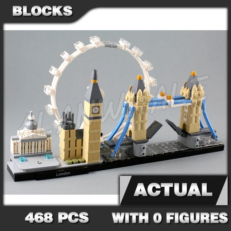 

468pcs Architecture Skyline Collection London Elizabeth Tower Bridge Gallery 10678 Building Block Toys Compatible With Model